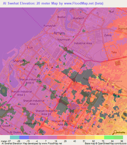 Al Swehat,United Arab Emirates Elevation Map