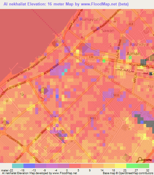 Al nekhailat,United Arab Emirates Elevation Map
