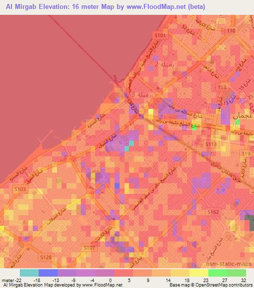Al Mirgab,United Arab Emirates Elevation Map
