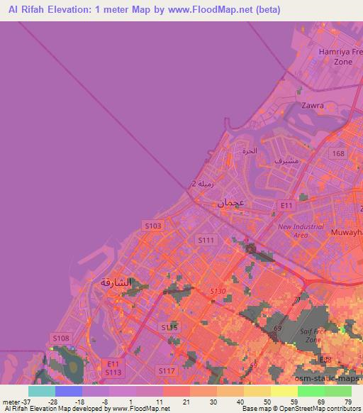 Al Rifah,United Arab Emirates Elevation Map