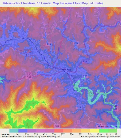 Kihoku-cho,Japan Elevation Map