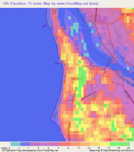 Ofir,Portugal Elevation Map