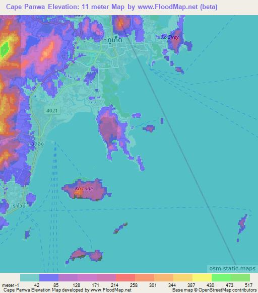 Cape Panwa,Thailand Elevation Map
