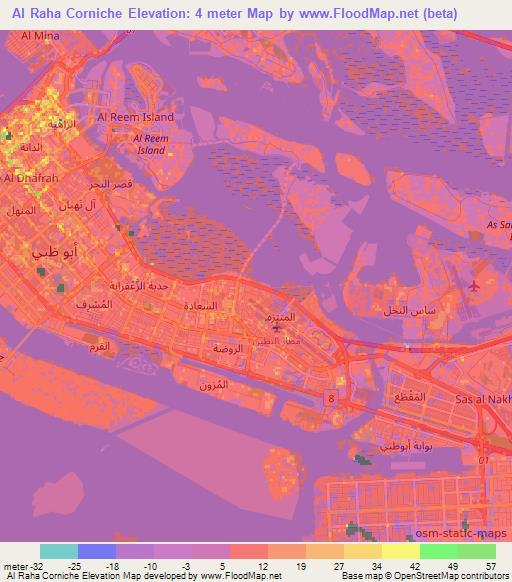 Al Raha Corniche,United Arab Emirates Elevation Map