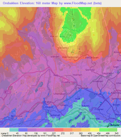 Orebakken,Norway Elevation Map