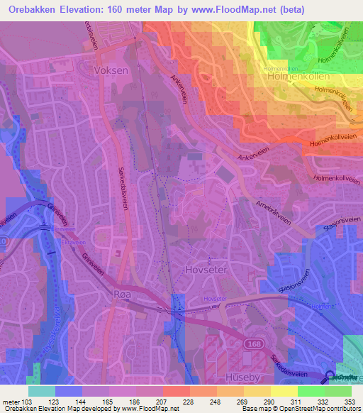 Orebakken,Norway Elevation Map