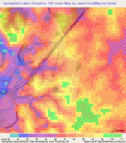 Springfield Lakes,Australia Elevation Map