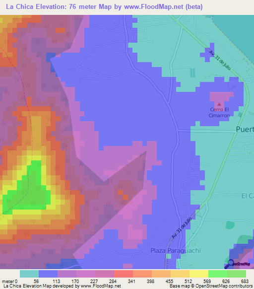 La Chica,Venezuela Elevation Map