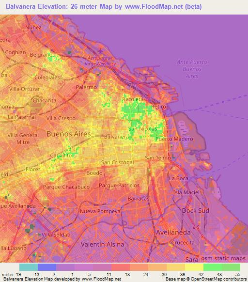 Balvanera,Argentina Elevation Map