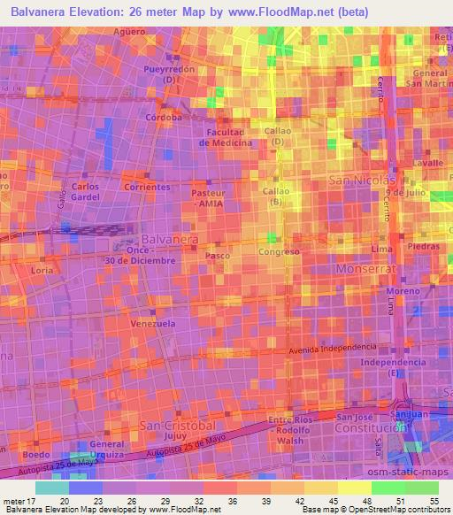 Balvanera,Argentina Elevation Map