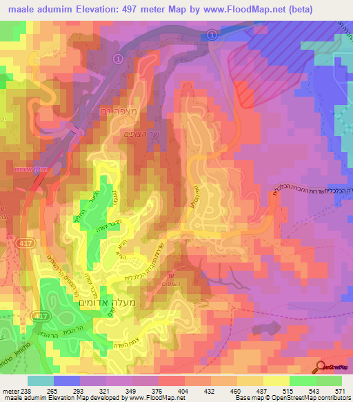 maale adumim,Israel Elevation Map