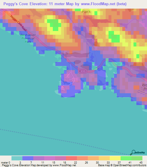 Peggy's Cove,Canada Elevation Map