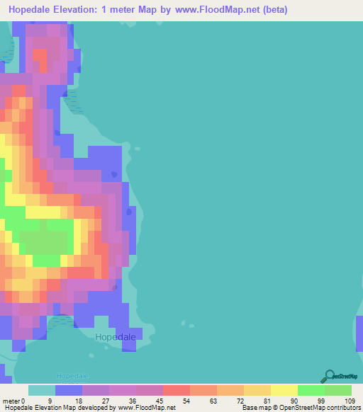 Hopedale,Canada Elevation Map
