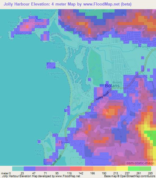 Elevation of Jolly Harbour,Antigua and Barbuda Elevation Map