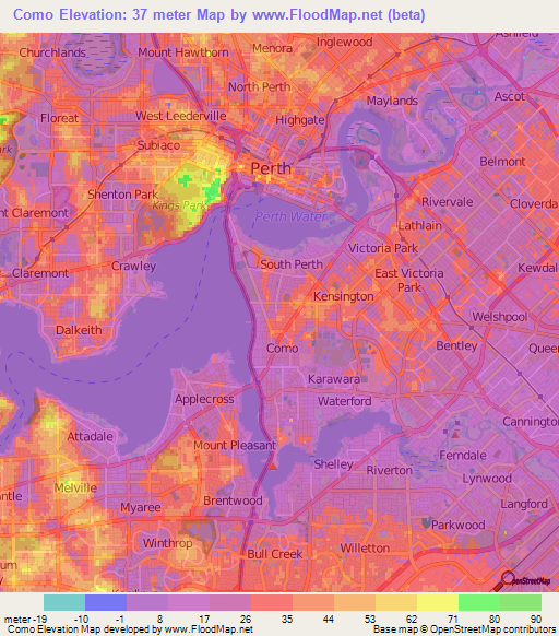 Como,Australia Elevation Map
