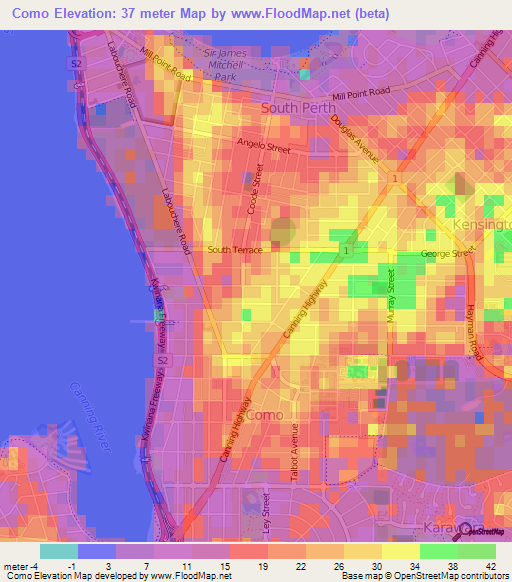 Como,Australia Elevation Map