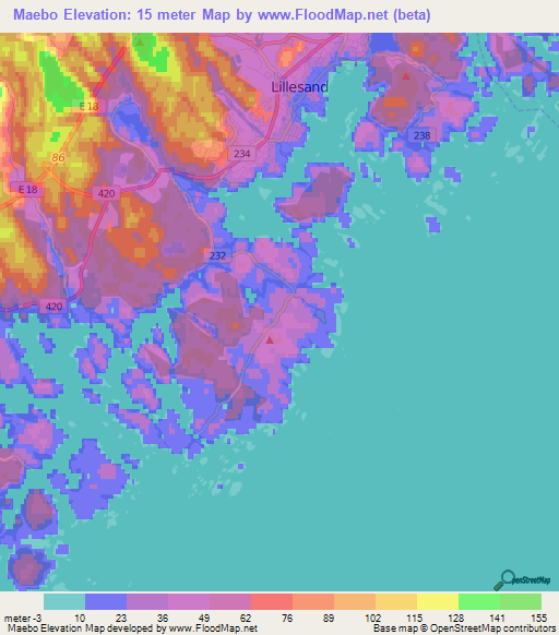 Maebo,Norway Elevation Map