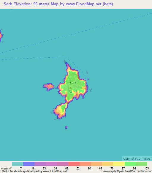 Sark,Guernsey Elevation Map