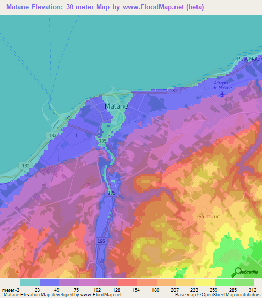 Matane,Canada Elevation Map