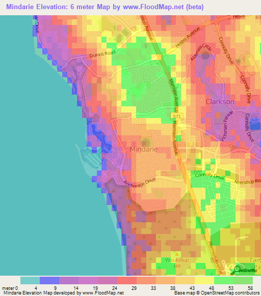 Mindarie,Australia Elevation Map