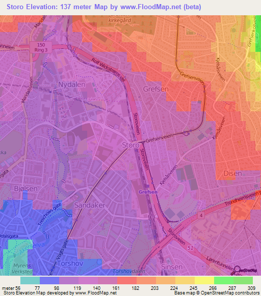 Storo,Norway Elevation Map