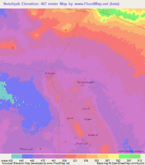 Nutuliyah,Syria Elevation Map