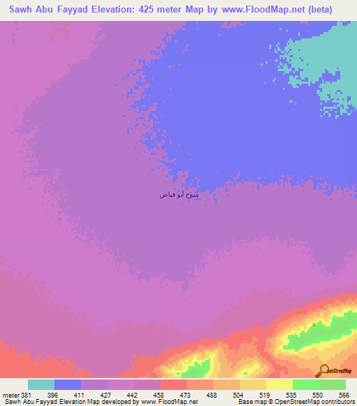 Sawh Abu Fayyad,Syria Elevation Map