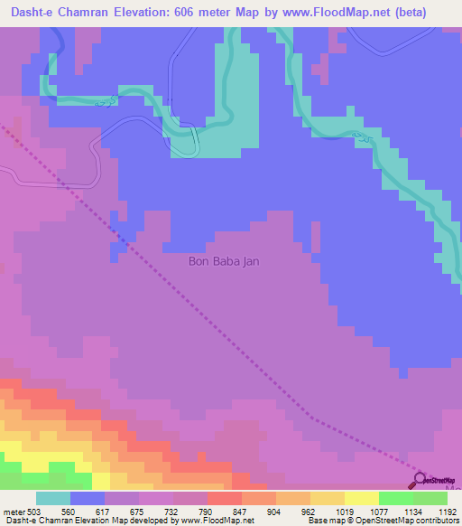 Dasht-e Chamran,Iran Elevation Map