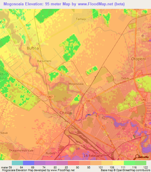 Mogosoaia,Romania Elevation Map