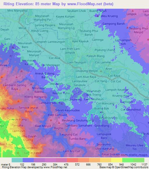 Riting,Indonesia Elevation Map