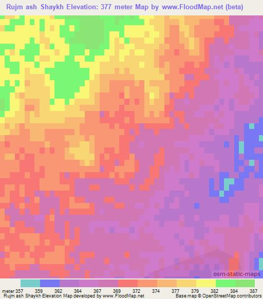 Rujm ash Shaykh,Syria Elevation Map