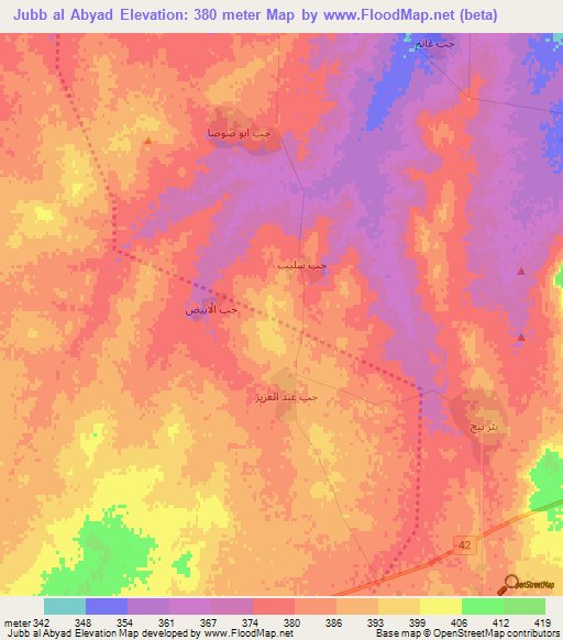 Jubb al Abyad,Syria Elevation Map