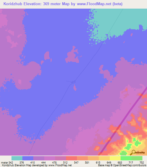 Koridzhub,Kenya Elevation Map