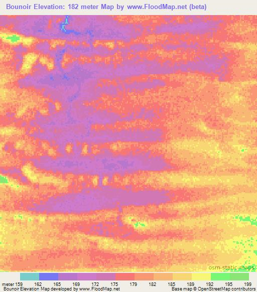 Bounoir,Mauritania Elevation Map
