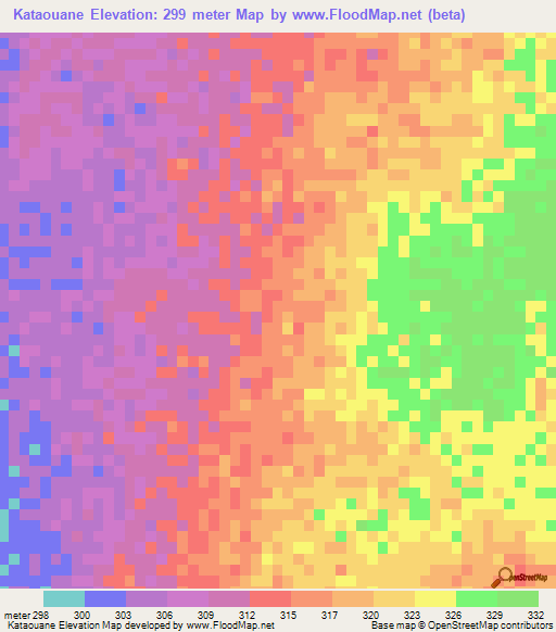 Kataouane,Mauritania Elevation Map