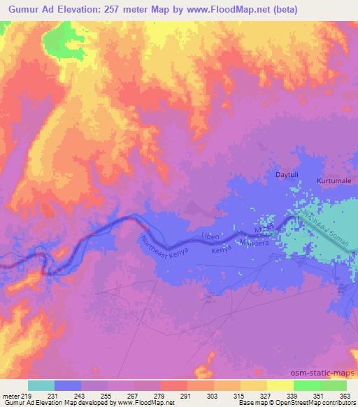 Gumur Ad,Ethiopia Elevation Map
