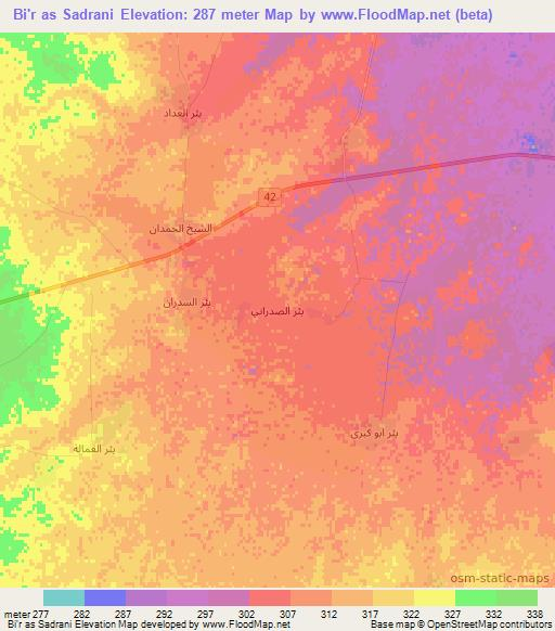 Bi'r as Sadrani,Syria Elevation Map