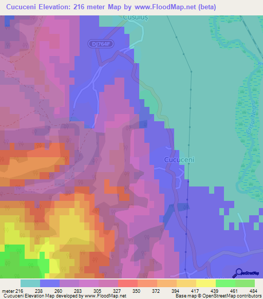 Cucuceni,Romania Elevation Map