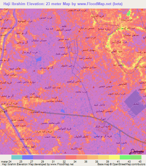 Haji Ibrahim,Iraq Elevation Map