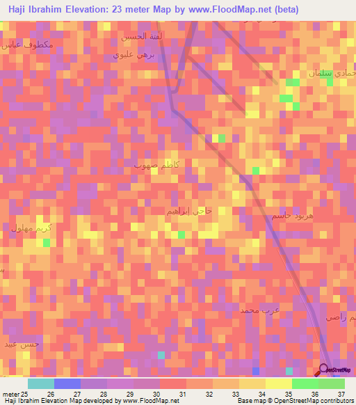 Haji Ibrahim,Iraq Elevation Map