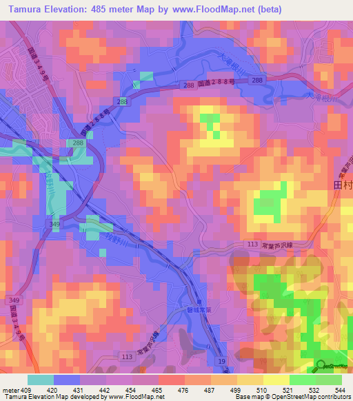 Tamura,Japan Elevation Map