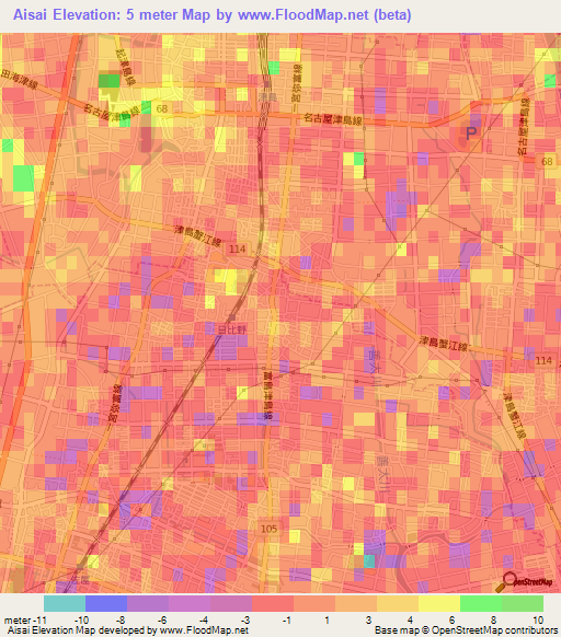 Aisai,Japan Elevation Map