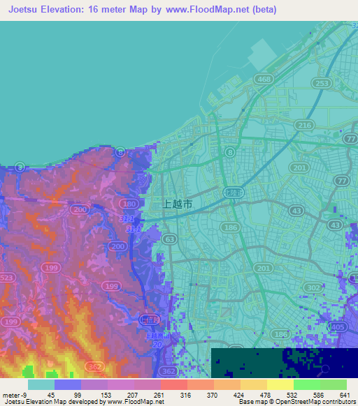 Joetsu,Japan Elevation Map