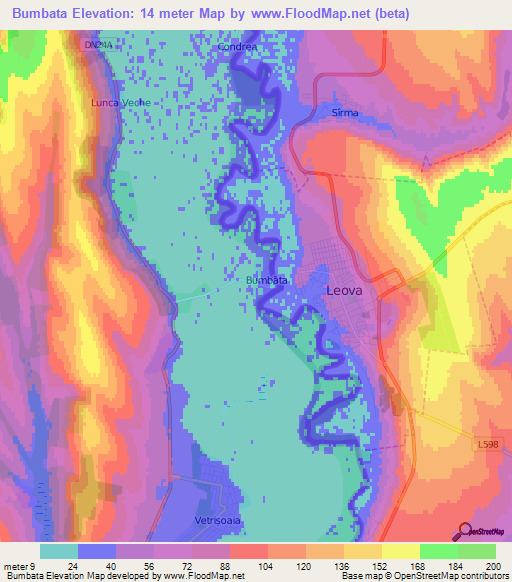 Bumbata,Romania Elevation Map