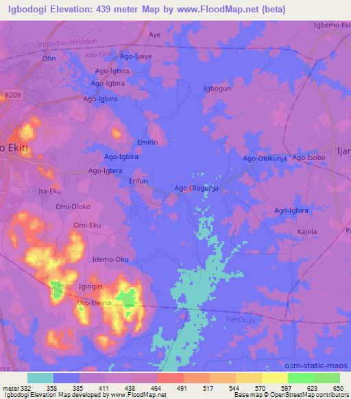 Igbodogi,Nigeria Elevation Map