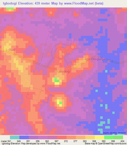 Igbodogi,Nigeria Elevation Map