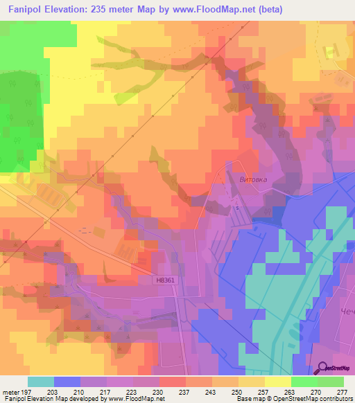 Fanipol,Belarus Elevation Map