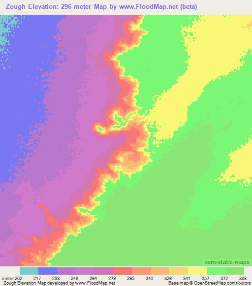 Zough,Mauritania Elevation Map