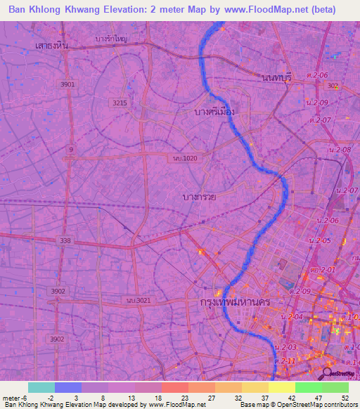 Ban Khlong Khwang,Thailand Elevation Map