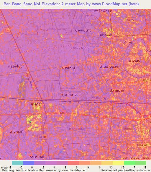 Ban Bang Sano Noi,Thailand Elevation Map